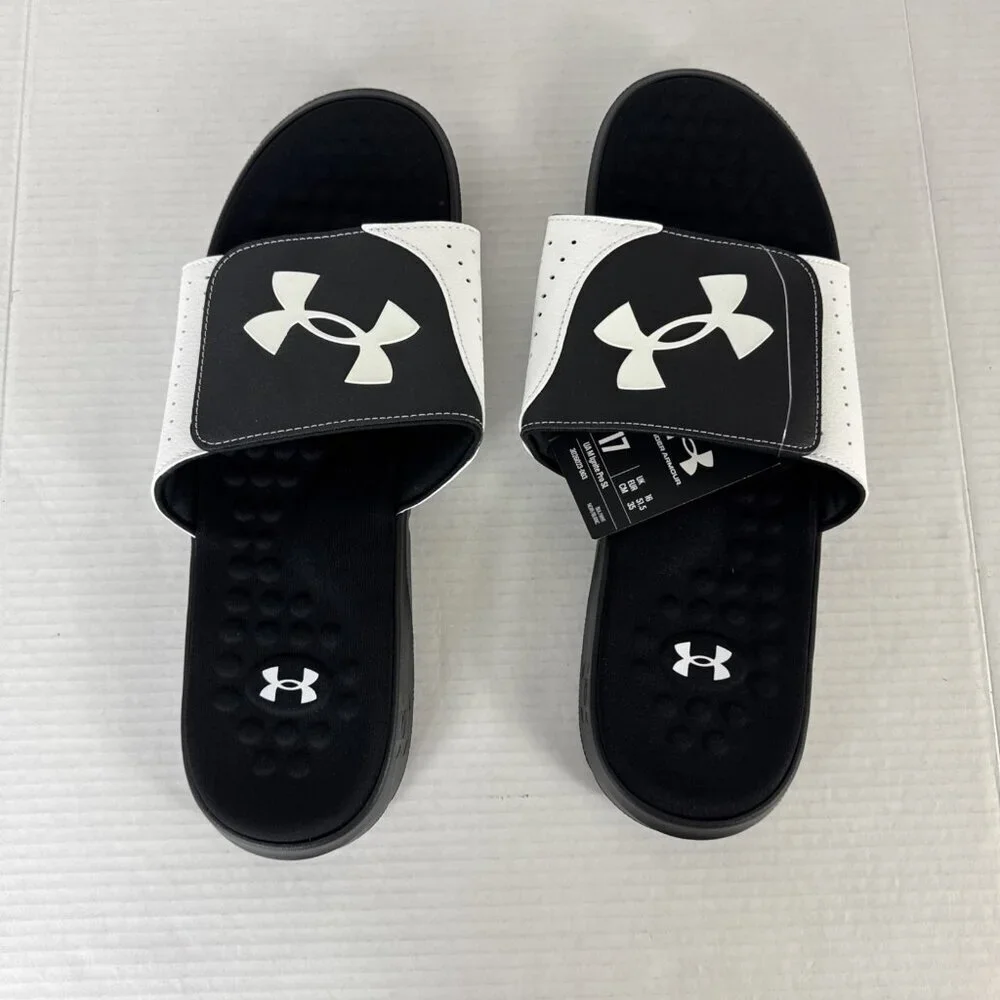Under Armour‎ Men's US 17 Ignite Pro Slide Sandals White/Black NWOB 9428